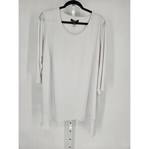 Dennis By Dennis Basso Women White Long Sleeve Asymmetric Round Neck Top Size 1X